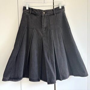 Motel Rocks Charcoal Sanjani Midi Pleated Skirt Size XXS